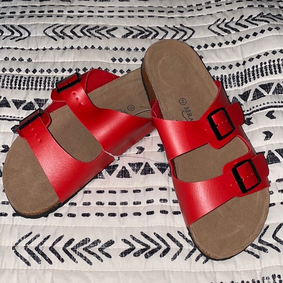 NWT Red Dual Buckle Sandals - Picture 5 of 8